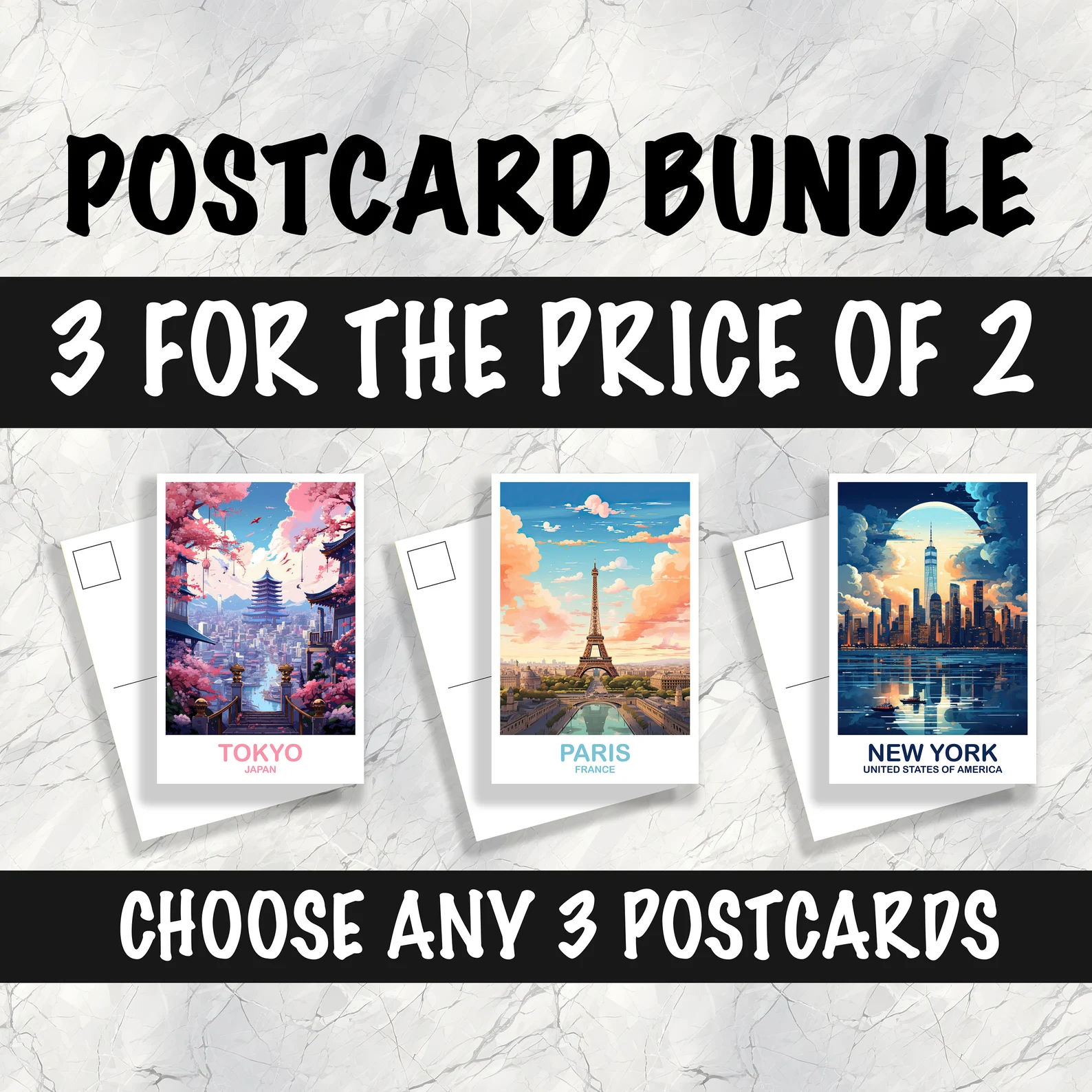 3 Custom Postcard BUNDLE