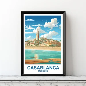 Casablanca Travel Wall Art, Morocco Skyline, City Skyline Art, Travel Wall Art, Africa Travel Art, Printable Casablanca Art [DIGITAL DOWNLOAD ONLY]