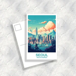 Seoul Korea Travel Postcard, Seoul Skyline, Korea Art Postcard, Seoul Travel Postcard, Travel Postcard, Seoul Postcard