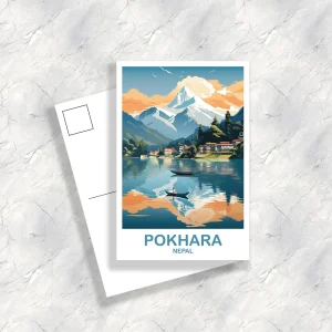 Pokhara Nepal Travel Postcard, Pokhara Postcard, Travel Card, Landscape Travel Postcard, Asia Travel Postcard, Asia Travel Art