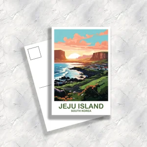 Jeju Island South Korea Travel Postcard, South Korea Art Postcard Jejus Island Postcard Travel Postcard Korea Postcard